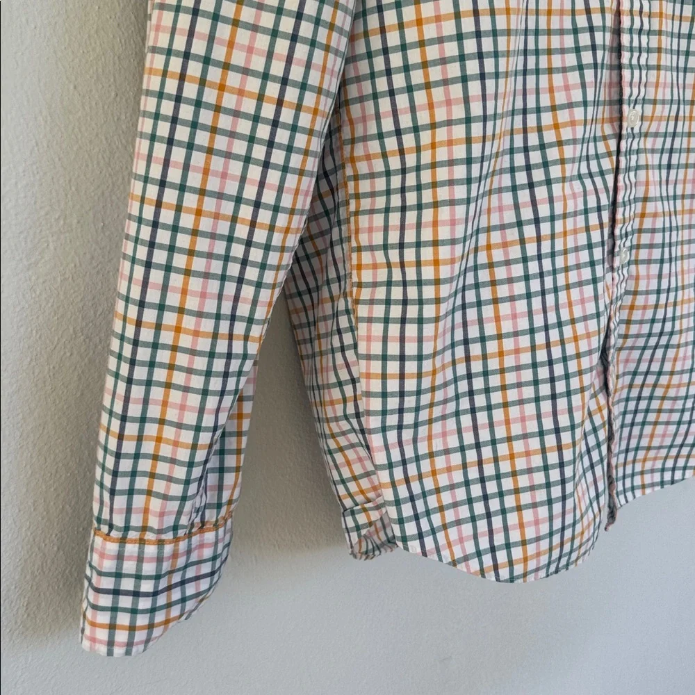 J. Crew orange green flex washed slim untucked button down dress shirt medium